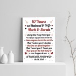 10th Wedding Anniversary Gift For Husband or Wife Print Keepsake