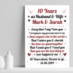 10th Wedding Anniversary Gift For Husband or Wife Print Keepsake