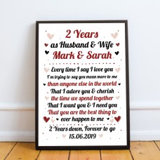 2nd Wedding Anniversary Gift For Husband or Wife Framed Print