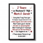 2nd Wedding Anniversary Gift For Husband or Wife Framed Print