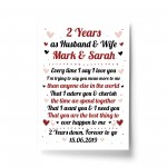 2nd Wedding Anniversary Gift For Husband or Wife Print Keepsake 