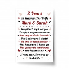 2nd Wedding Anniversary Gift For Husband or Wife Print Keepsake 