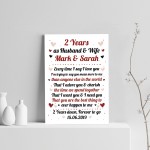 2nd Wedding Anniversary Gift For Husband or Wife Print Keepsake 