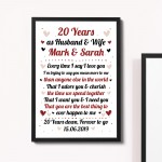 20th Wedding Anniversary Gift For Husband or Wife Framed Print