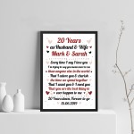 20th Wedding Anniversary Gift For Husband or Wife Framed Print