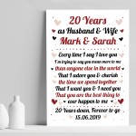 20th Wedding Anniversary Gift For Husband or Wife Print Keepsake