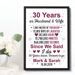 30th Anniversary Gift Personalised Framed Print 30th Anniversary