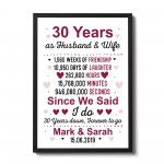 30th Anniversary Gift Personalised Framed Print 30th Anniversary