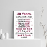 30th Anniversary Gift Personalised Print 30th Anniversary Card