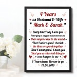 4th Wedding Anniversary Gift For Husband or Wife Framed Print