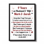 4th Wedding Anniversary Gift For Husband or Wife Framed Print