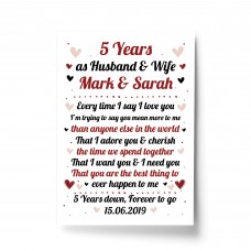 5th Wedding Anniversary Gift For Husband or Wife Print Keepsake