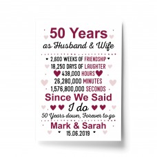 50th Anniversary Gift Personalised Print 50th Anniversary Card