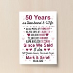 50th Anniversary Gift Personalised Print 50th Anniversary Card