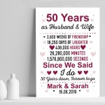 50th Anniversary Gift Personalised Print 50th Anniversary Card