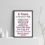 6th Anniversary Gift Personalised Framed Print 6th Anniversary