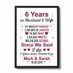 6th Anniversary Gift Personalised Framed Print 6th Anniversary