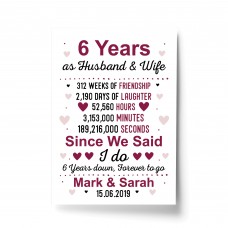 6th Anniversary Gift Personalised Print 6th Anniversary Card
