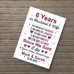 6th Anniversary Gift Personalised Print 6th Anniversary Card