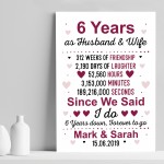 6th Anniversary Gift Personalised Print 6th Anniversary Card