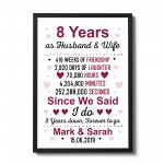 8th Anniversary Gift Personalised Framed Print 8th Anniversary