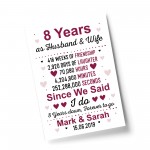 8th Anniversary Gift Personalised Print 8th Anniversary Card