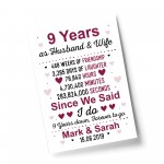 9th Anniversary Gift Personalised Print 9th Anniversary Card