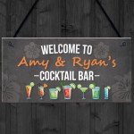Personalised Cocktail Bar Sign Hanging Wall Plaque Home Bar Pub 