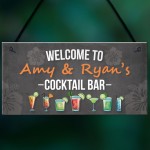 Personalised Cocktail Bar Sign Hanging Wall Plaque Home Bar Pub 