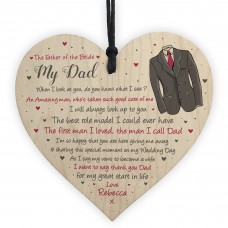 Father of the Bride Personalised Wooden Heart Wedding Gift 