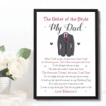 Father of the Bride Personalised Framed Print Wedding Gift Poem 