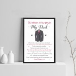Father of the Bride Personalised Framed Print Wedding Gift Poem 
