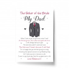 Father of the Bride Personalised Print Wedding Gift Poem Gift