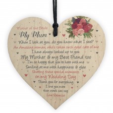 Mother of the Bride Personalised Wood Heart Wedding Gift Poem