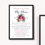 Mother of the Bride Personalised Framed Print Wedding Gift Poem