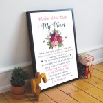 Mother of the Bride Personalised Framed Print Wedding Gift Poem