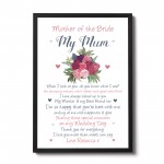 Mother of the Bride Personalised Framed Print Wedding Gift Poem