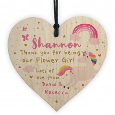 Personalised ThankYou Gift Flower Girl Wood Heart Wedding Gift