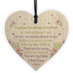 Thank You Gift For Sister Wood Heart Birthday Xmas Gift Sister
