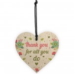 Thank You For All You Do Wood Heart Thank You Teacher Volunteer 