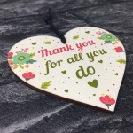 Thank You For All You Do Wood Heart Thank You Teacher Volunteer 