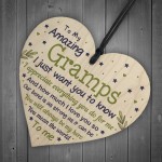 Cute Gramps Birthday Christmas Wood Heart Gifts From Grandchild