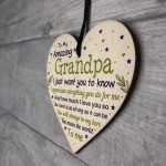 Cute Grandpa Wooden Heart Grandpa Birthday Christmas Gifts 