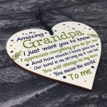 Cute Grandpa Wooden Heart Grandpa Birthday Christmas Gifts 