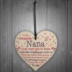 Cute Nana Wood Heart Nan Birthday Christmas Gift From Grandchild