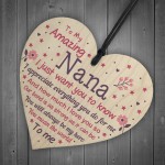 Cute Nana Wood Heart Nan Birthday Christmas Gift From Grandchild
