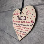 Cute Nana Wood Heart Nan Birthday Christmas Gift From Grandchild