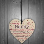 Cute Nanny Wood Heart Nan Birthday Xmas Gift From Grandchil
