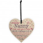 Cute Nanny Wood Heart Nan Birthday Xmas Gift From Grandchil