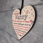Cute Nanny Wood Heart Nan Birthday Xmas Gift From Grandchil